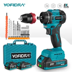 YOFIDRA 2 in1 Brushless ไขควงไฟฟ้าค้อนสว่านไร้สาย Impact มัลติฟังก์ชั่นเครื่องมือสําหรับ Makita 18V แบตเตอรี่
