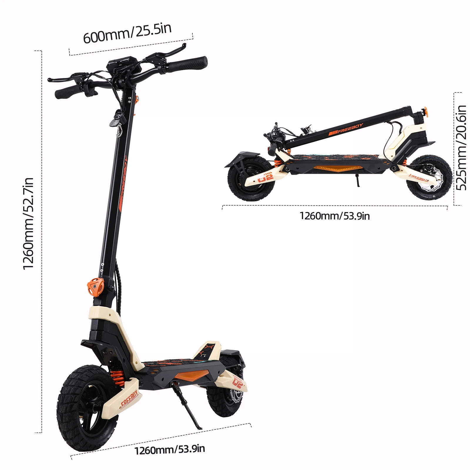 Freeboy G2 Elektroroller 2026 für Erwachsene 800W Spitzenleistung 48V 13Ah Batterie 45 km/h Geschwindigkeit 40 km Reichweite 10 Zoll All-Terrain-Reifen Vorderradaufhängung LED-Lichtsystem Schnell