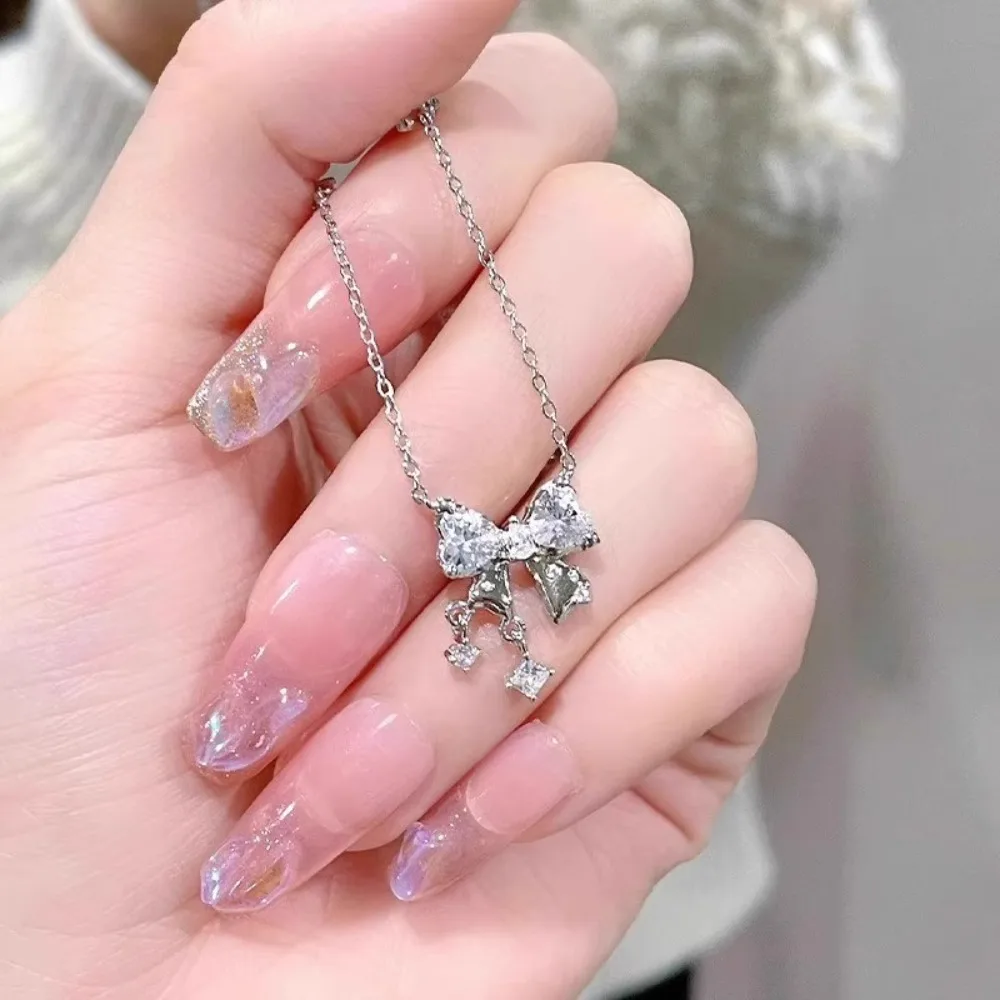 

Ожерелье Heart Sweet Dream, легкий роскошный дизайн, цепочка на ключицу с бантом, новинка 2025 года