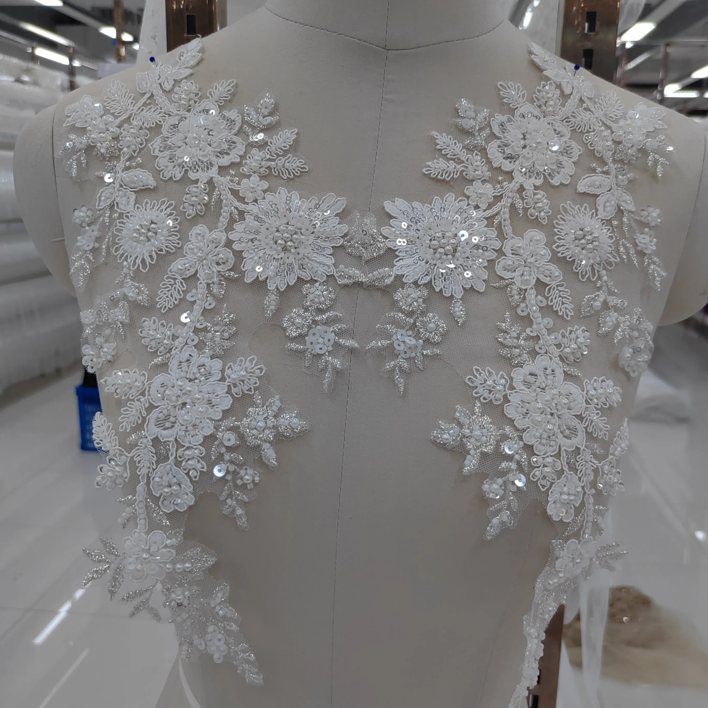 

Роскошные аксессуары с цветочной вышивкой, тюль, расшитый бисером и блестками, стразы для свадебных платьев на заказ, ткань с аппликацией