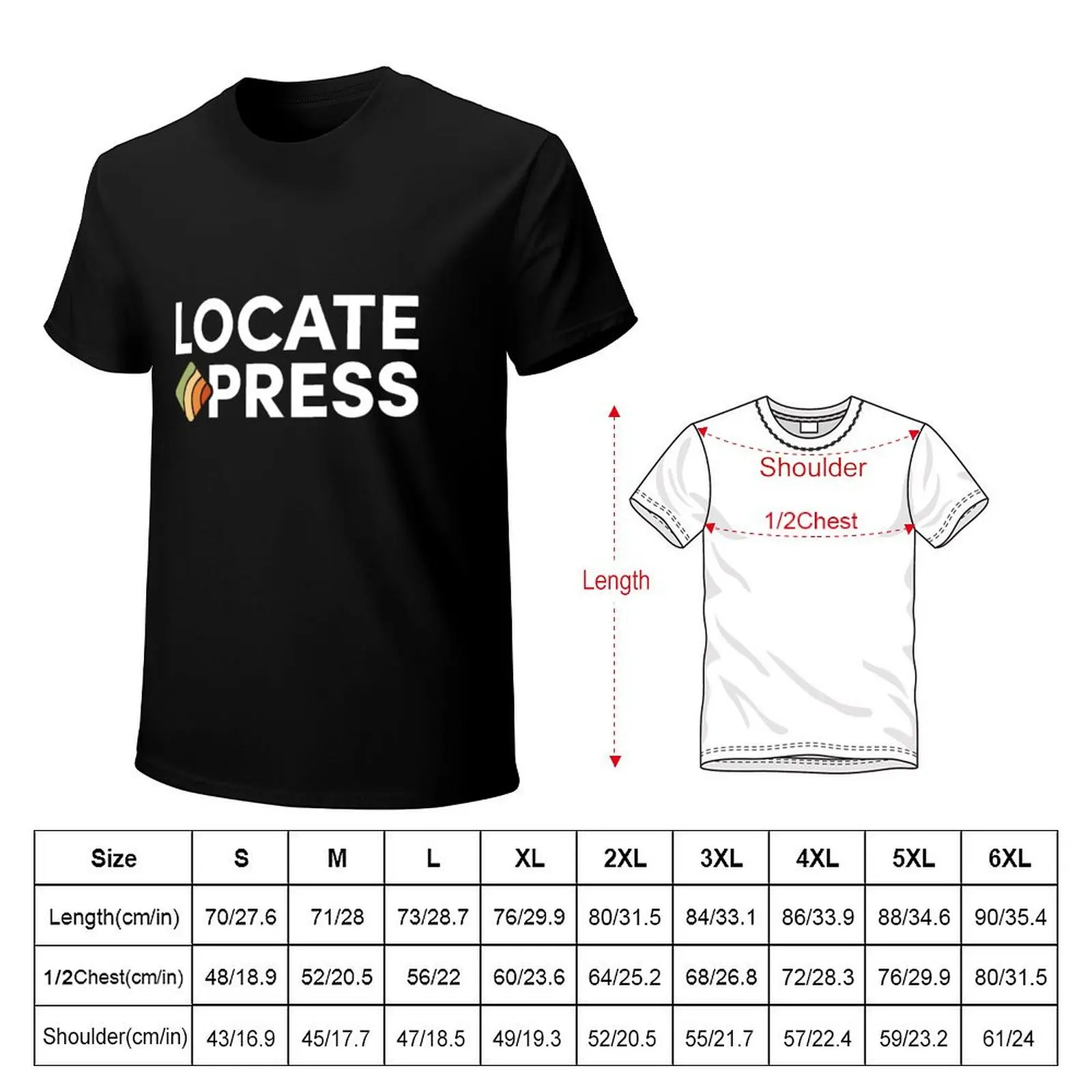 New Logo - Dark Mode! Locate Press Books Logo & Tagline T-Shirt t shirt man plain T-Shirt