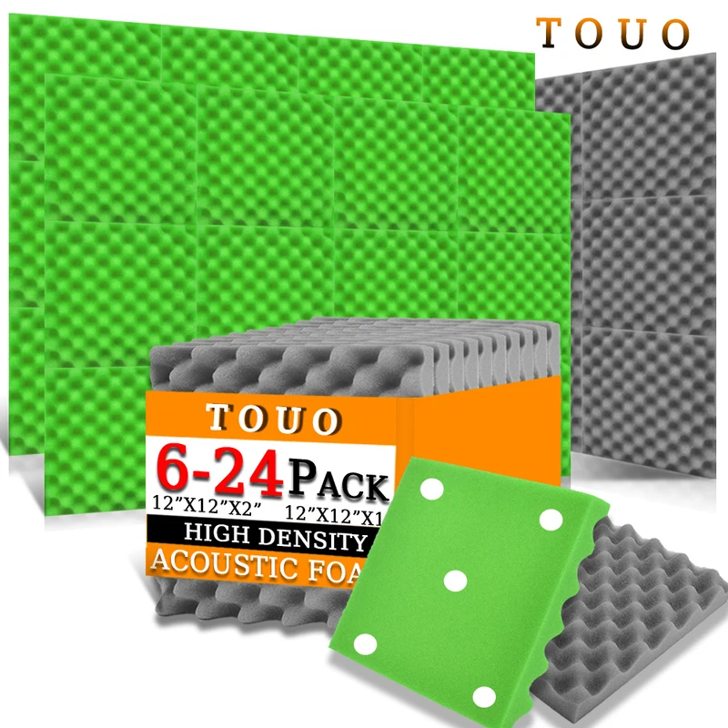 

TOUO 6/12/24 Pcs Acoustic Foam Studio Acoustic Panels Ktv Sound Insulator Self-Adhesive Soundproof Foam Sound Absorbing Material