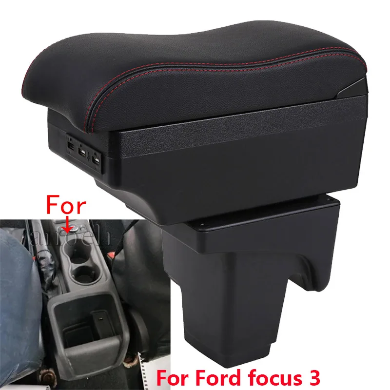 

For Ford FOCUS 3 Armrest Box For Ford Focus III MK3 Car Armrest Curved Surface leather Simple installation Storage box Dedicated