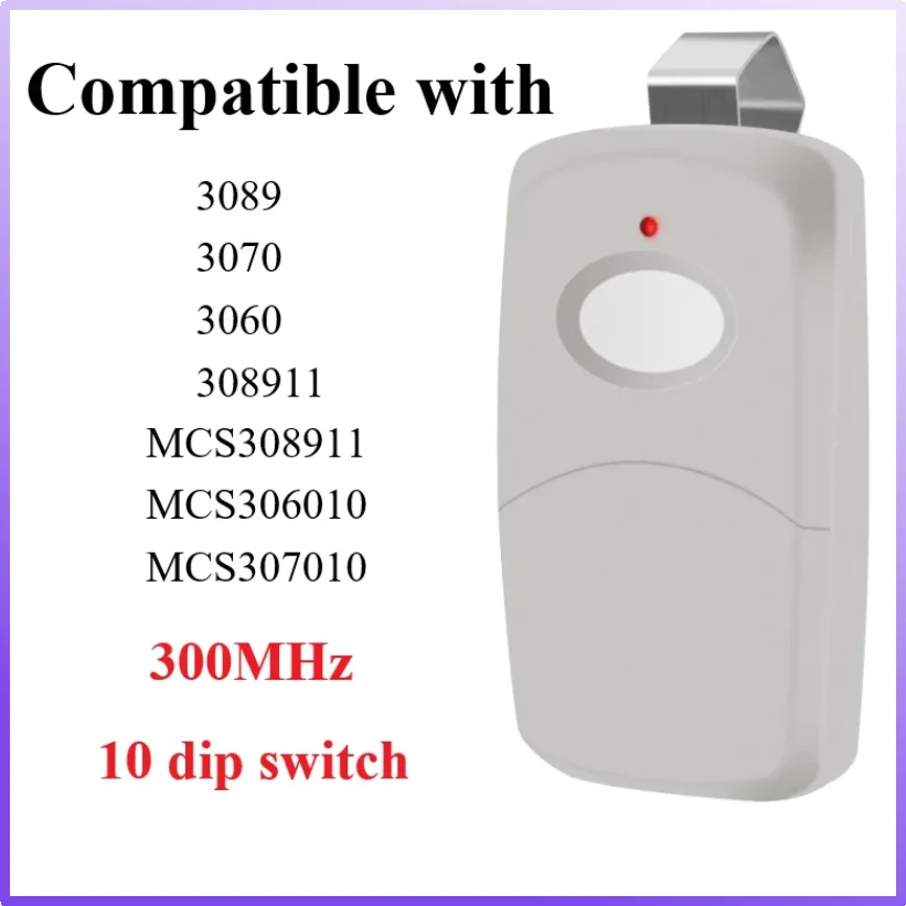 

Garage Door Remote Compatible with Multicode 300mhz 10 Dip Switch 3089 3060 3070 Gate Opener