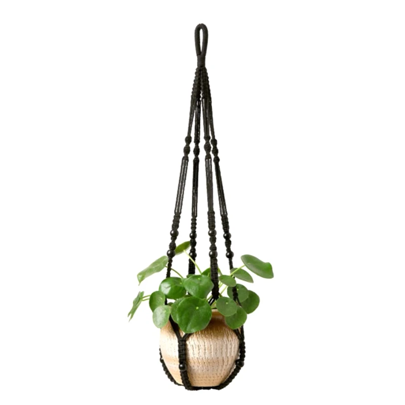 Handmade Macrame Plant Hanger Indoor Hanging Planter Basket Woven Cotton Rope Flower Pot Crochet Plant Holder Stand