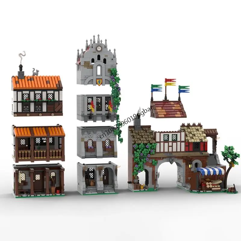 新しい 3327 個ヨーロッパ中世城 MOC 都市広場モデル DIY 創造的なアイデア子供のクリスマスおもちゃ組立パズル誕生日ギフト