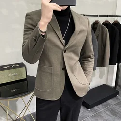 Coat Men's Suit Jackets Single Breasted Chinese Black Male Blazer Simple Classic Fashionable Vintage High Quality Original 2024