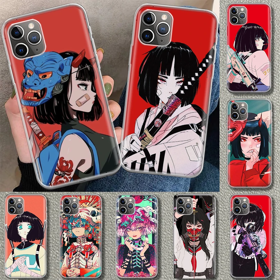 Japanese Style Anime Girl Phone Case Cover for iPhone 11 12 13 14 15 16 Pro Max Apple X XS XR 7 Plus 8 + Art Customized Fundas 1