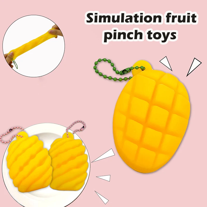 Porte-clés en Forme d'Ananas pour Enfant, Simulation Amusante, Mango, Doux, Pincement, Évent, Pendentif, Amusant, Adulte, Enfants, Souligné, Instituts, Cadeaux d'Anniversaire