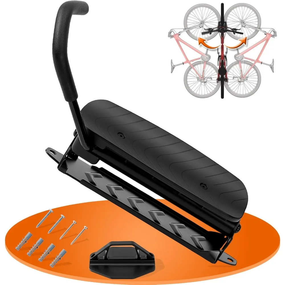 

Hycline Swivel Bike Wall Mount: Bicycle Rack for Garage Organizer - Space-saving Wall Mounted Vertical Bike Hook Hanger - Heavy-