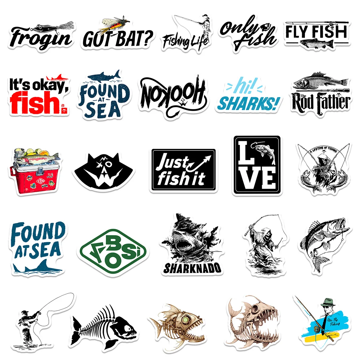 10/50 SZTUK Kreskówkowe Naklejki Wędkarskie Kreatywne Graffiti DIY Dekoracja Etui na Telefon Komórkowy Notatnik Kubek na Wodę Zabawka Prezent Naklejki