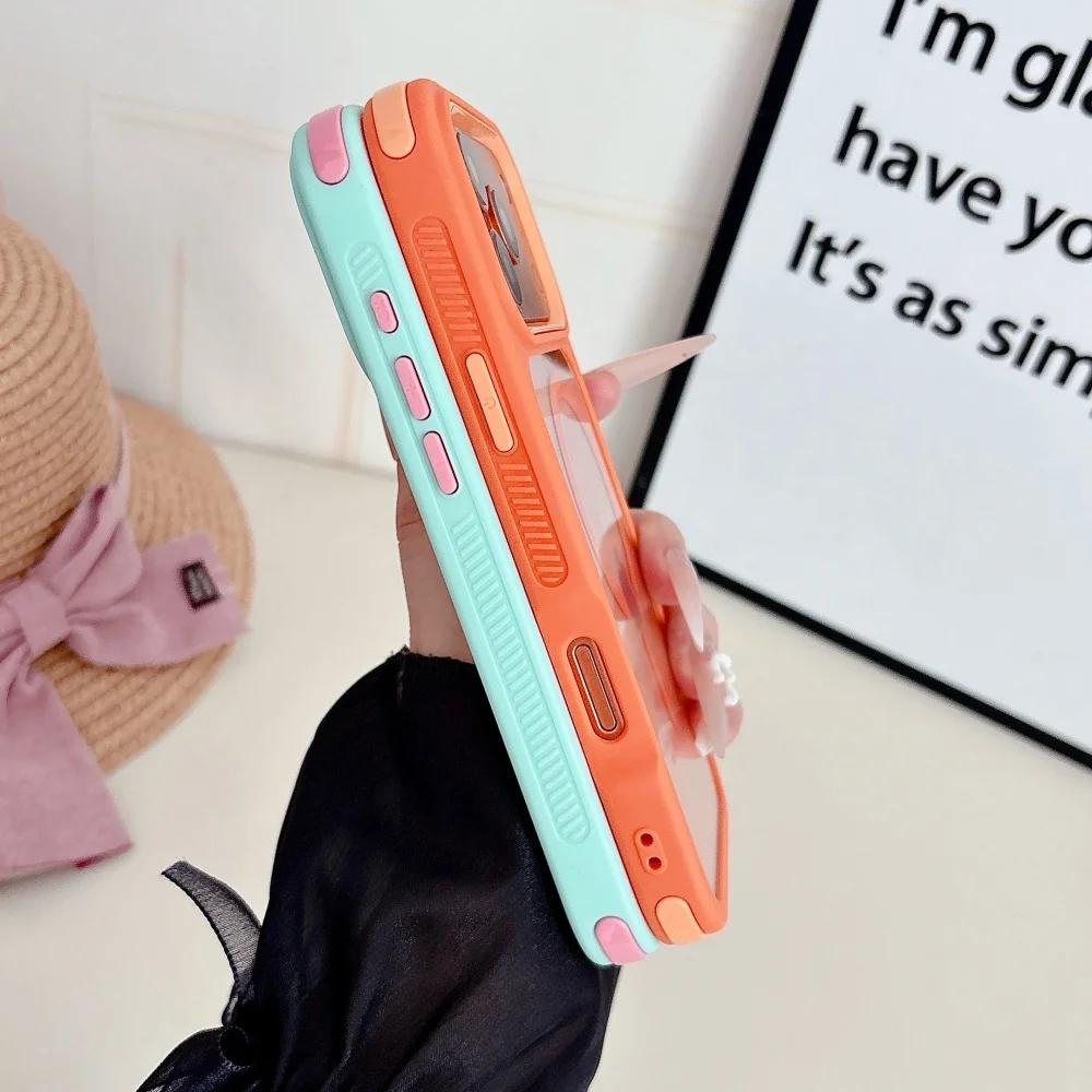 Przezroczyste etui na telefon 3w1 z PC i TPU, magnetyczne, do iPhone 16 15 14 13 12 17 Pro Max Plus Air, z kontrastowymi kolorami i pancernym obramowaniem. — zdjęcie produktu 5