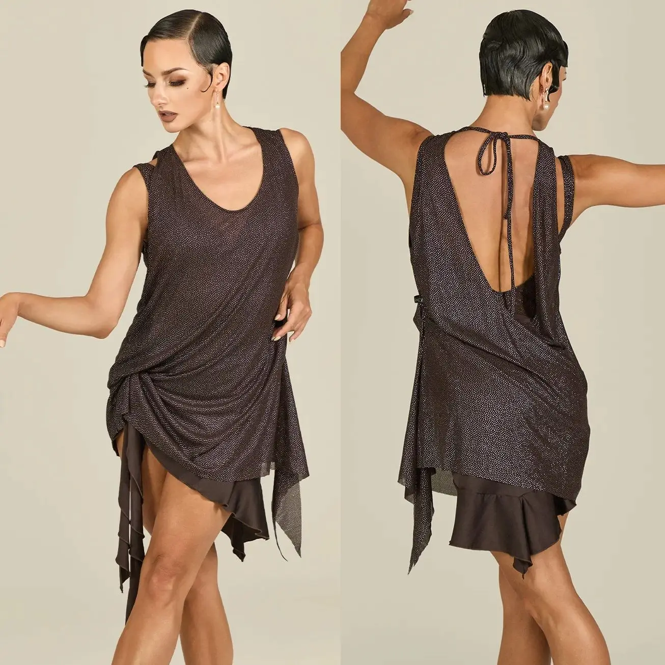 Novos trajes de dança latina solto sem costas sem mangas superior salão de baile samba chacha rumba dança desempenho roupas wear dql12371