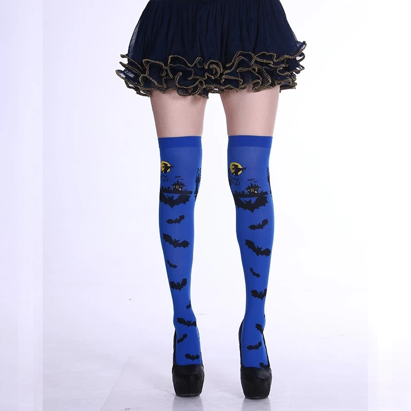 ハロウィンソックス サイハイロングストッキング オーバーニー スパイダーバットソックス ハロウィンコスチューム コスプレパーティー記念品用