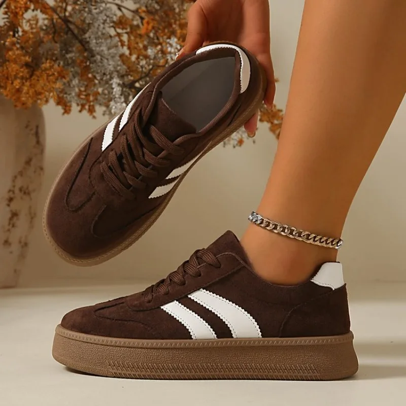 Damen-Sneaker aus Wildleder mit dicker Sohle, rutschfest, atmungsaktiv, zum Schnüren, Low-Top, All-Match, für den täglichen Gebrauch, Outdoor, Freizeit, Wanderschuhe – Detail 14
