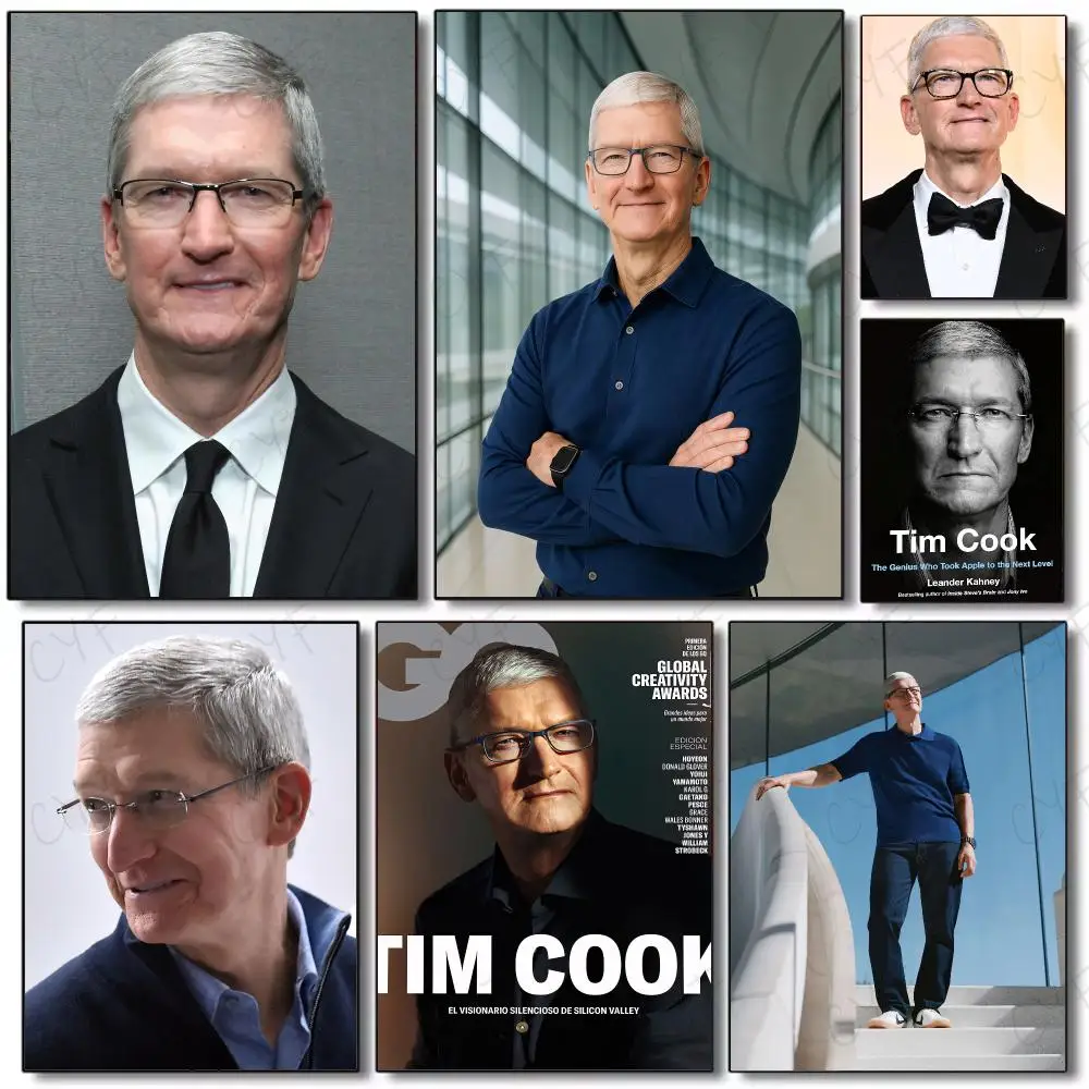 Tech Industry Leader T-Tim Cook Poster Painting Wall Art Mural for Living Room Home Decor and Gifts