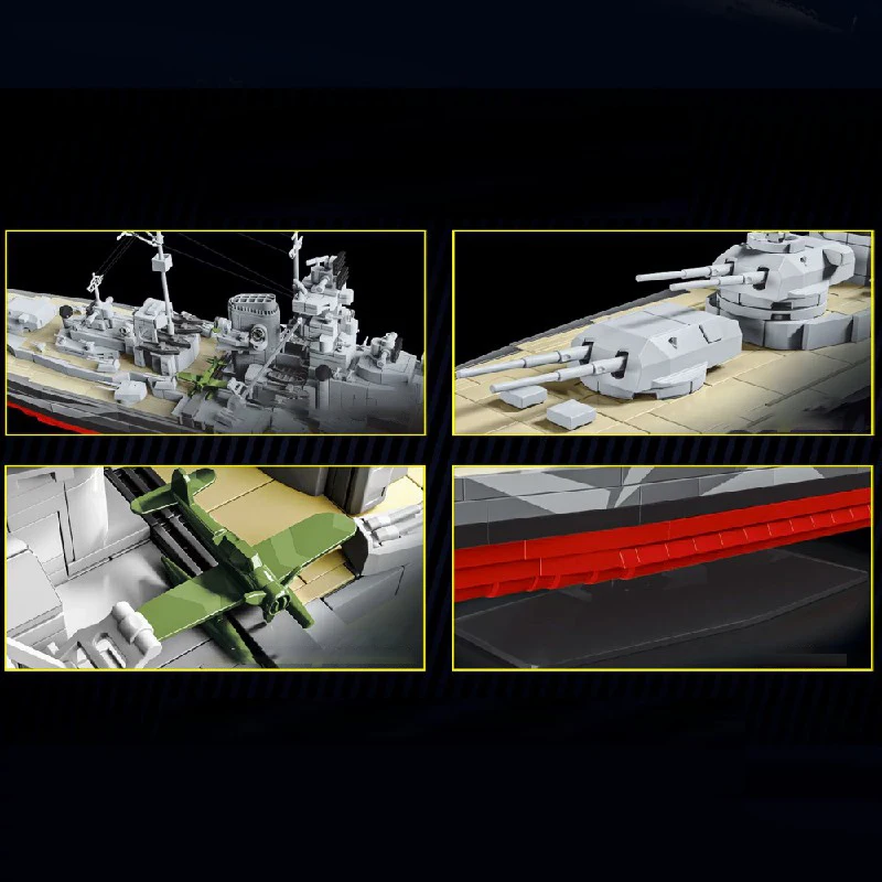 2738PCS 티르피츠 잠수함 전함 조립 모델 세트 전함 모듈식 블록 조립 모델 키트 DIY 장난감 성인 선물