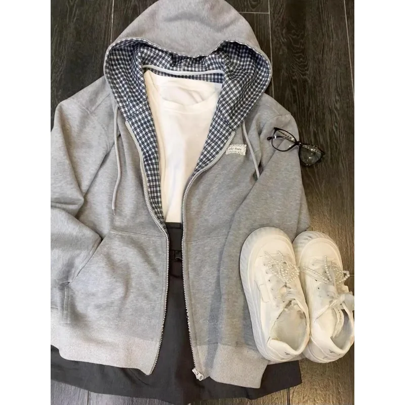 

Japanese Patchwork Coats Sweatshirts Women Y2k Aesthetic American Vintage Jackets Casual Oversized Harajuku Kawaii Hoodies Top