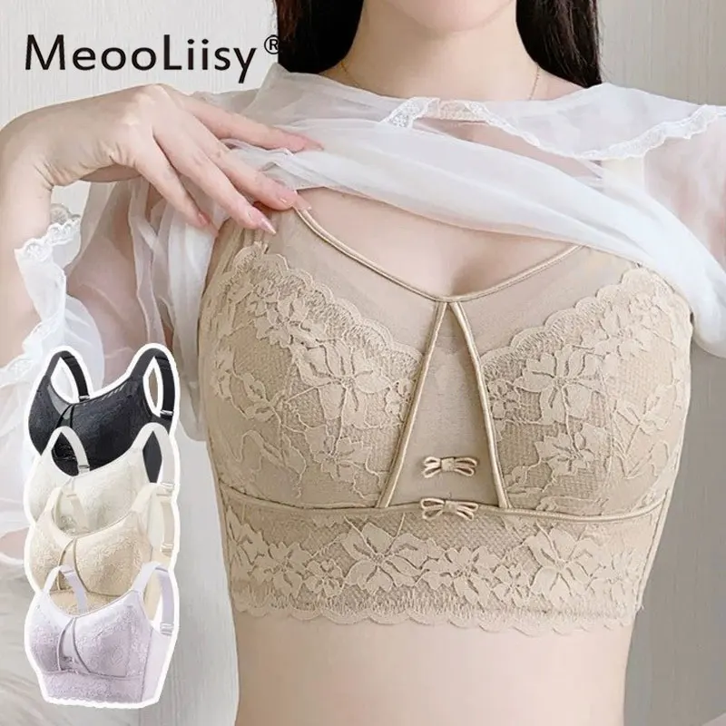 

MeooLiisy Large Size Beauty Back Minimizer Bra for Women Full Cup Push Up Underwear Wire Free Lingerie 34-46BCD