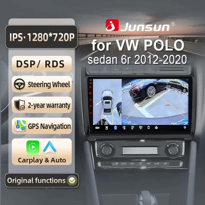 Image of Junsun für VW POLO 5 2008-2020 9 Zoll 4GB 64GB Android 13 Autoradio GPS Navigation Carplay DSP Bluetooth FM Lenkradbedienung Unterstützung USB AUX Eingang Rückfahrkamera Bereit 1080P Video Split