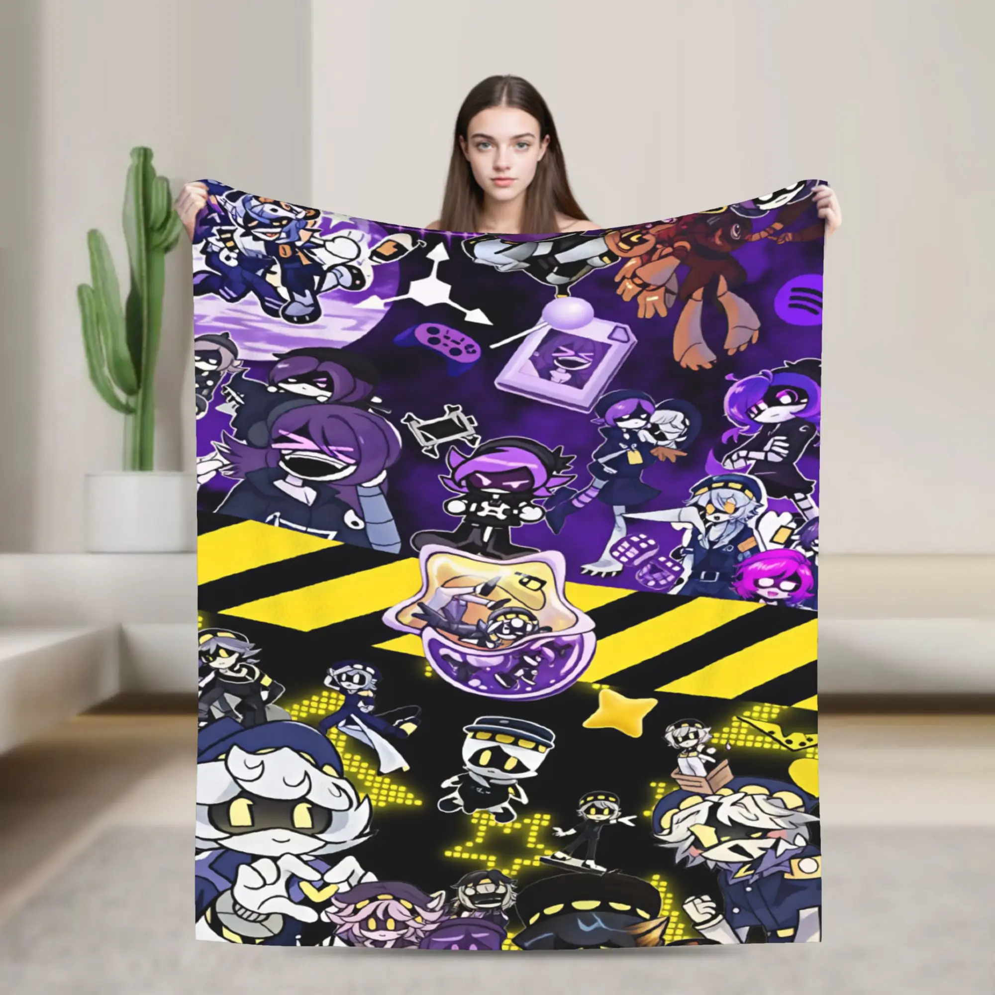 3D Murder-Drones Uzi Cartoon Super Soft Blanket  Child Plush Throw Blanket Graphic Bedroom Flannel Bedspread Sofa Bed Cover