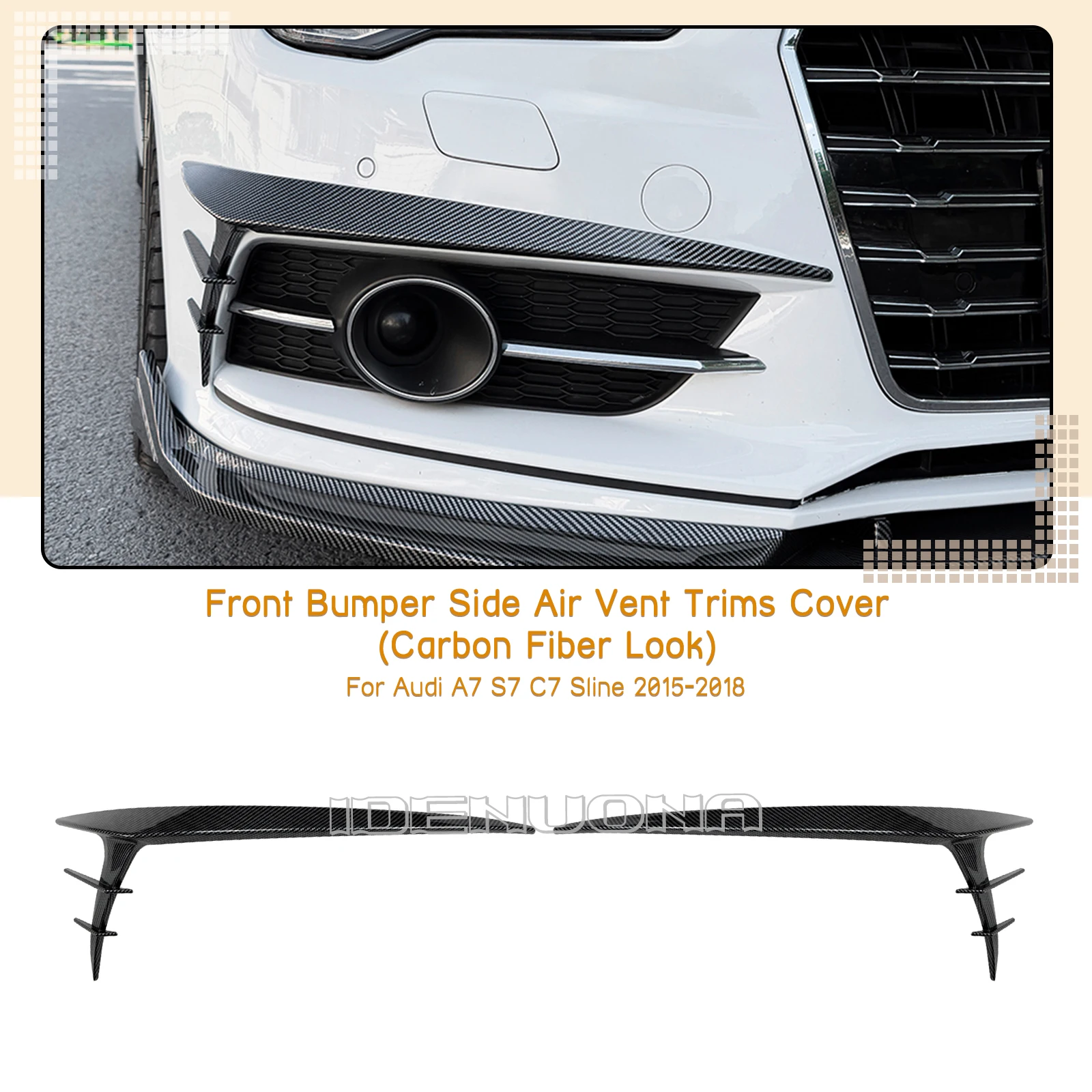 

Exterior Front Bumper Side Canard Trim Cover Spoiler Splitter For Audi A7 S7 C7 Sline 2015 2016 2017 2018