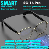 SG-16Pro New Trendy Smart Glasses Anti Blue Light Gold frame Sunglasses Music Stereo For Jogging Workouts SG16 PRO