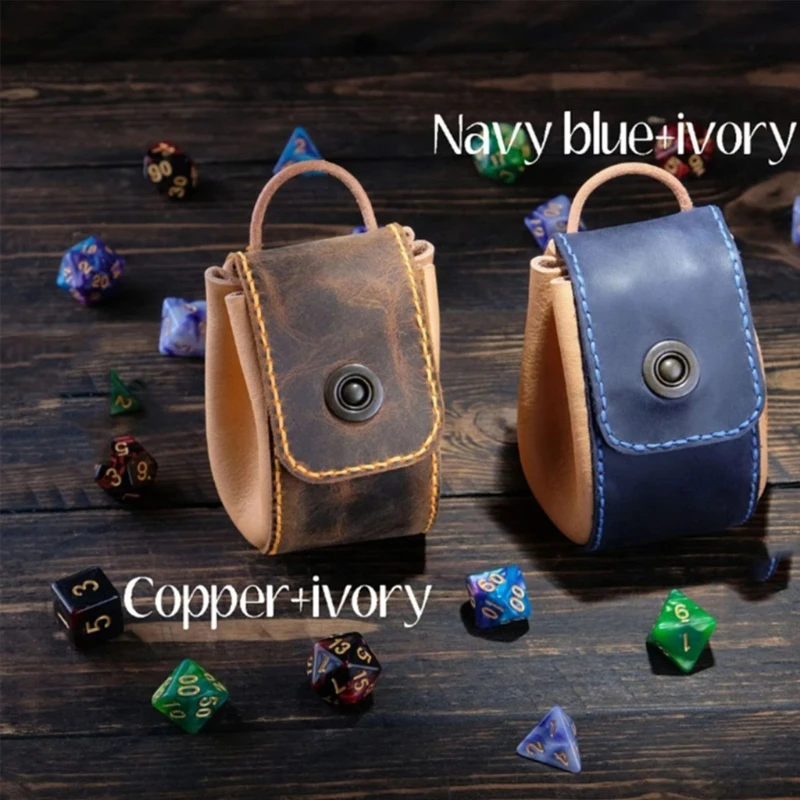 Leather Bag Drawstring for DND-Dices Coin Purse Jewelry Storage Bag Role Playing Game Accessories Gift X3UC