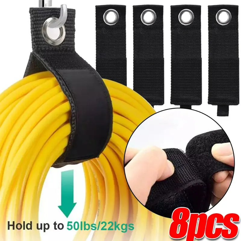 8/4Pcs Magic Tape Straps Self-Adhesive Hook Loop Fastening Ties Hangable Nylon Securing Organize Strap Adhesive Fastener Tapes