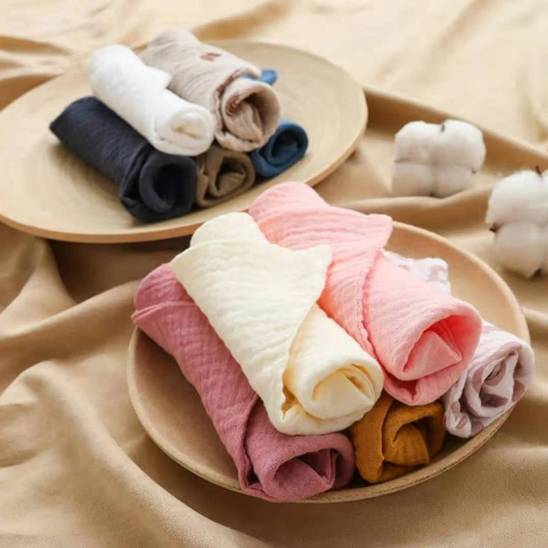 5 Pcs Baby Cotton Square Towel Infant Hand Face Washcloth Handkerchief Muslin Cloth Feeding Bib Burp Cloth Saliva Towel for P31B