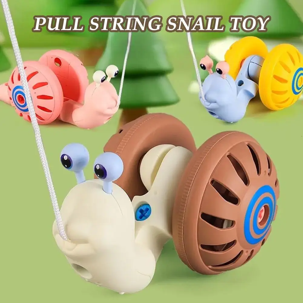 Rope Walk Along Snail Pull Toy Self-Assembly Baby Hand-pulling Rope Snail Cartoons Cute Pet Car For Kids Baby Exercise Walk K9D4