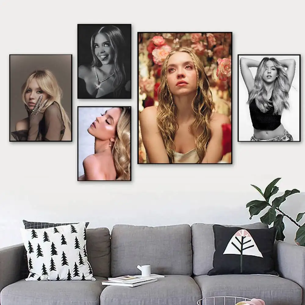 الممثل S-سيدني سويني المشارك قماش اللوحة المشارك مع المطبوعات غرفة نوم المنزل غرفة المعيشة الديكور هدية