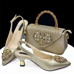 Doershow High Quality African Style Ladies Shoes And Bags Set Latest gold Italian Shoes And Bag Set For Party  HAS1-23