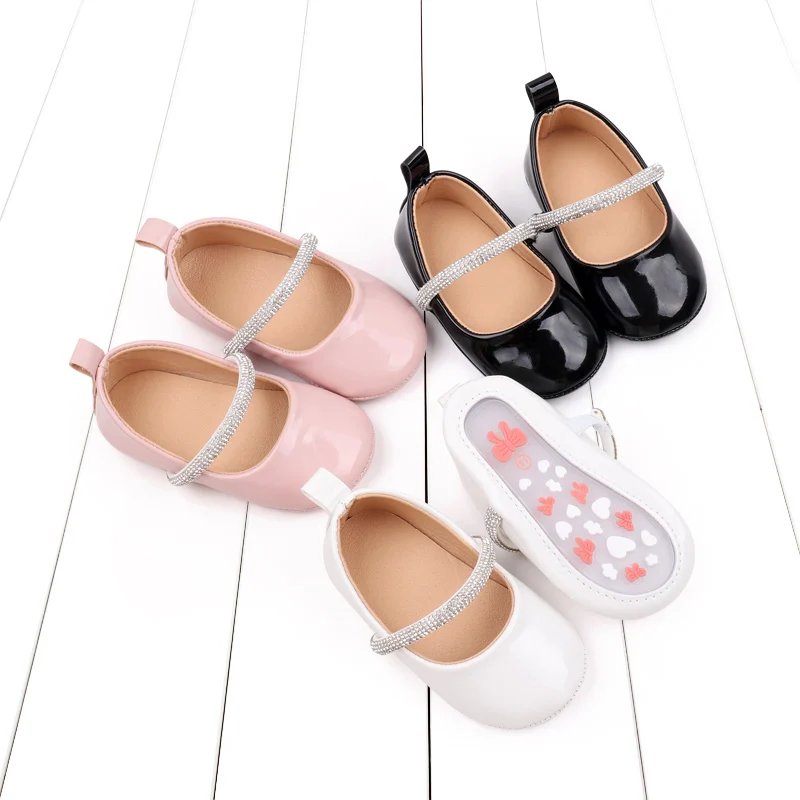 2025 nuova moda primavera bambino principessa scarpe infantili ragazze 0-18M bambino partito lucido Mary Jane stile PU TPR di alta qualità BBW3179
