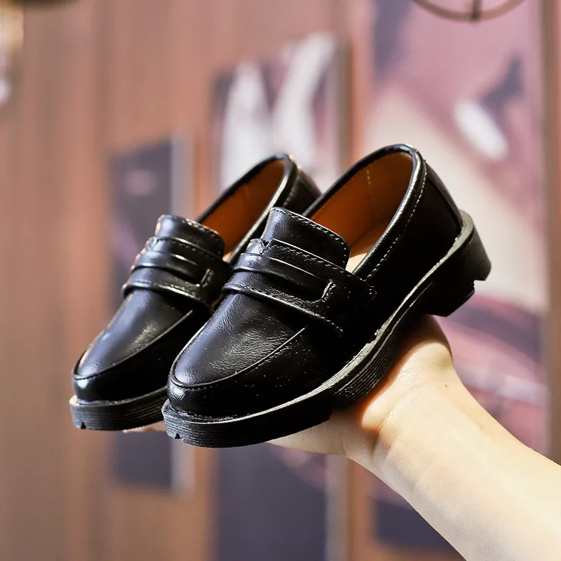 

Spring Kids Casual Shoes Thick-soled Loafers Boy Girl British-style Pu Leather Shoe Children Soft-soled Shoe Non-slip Stage Shoe