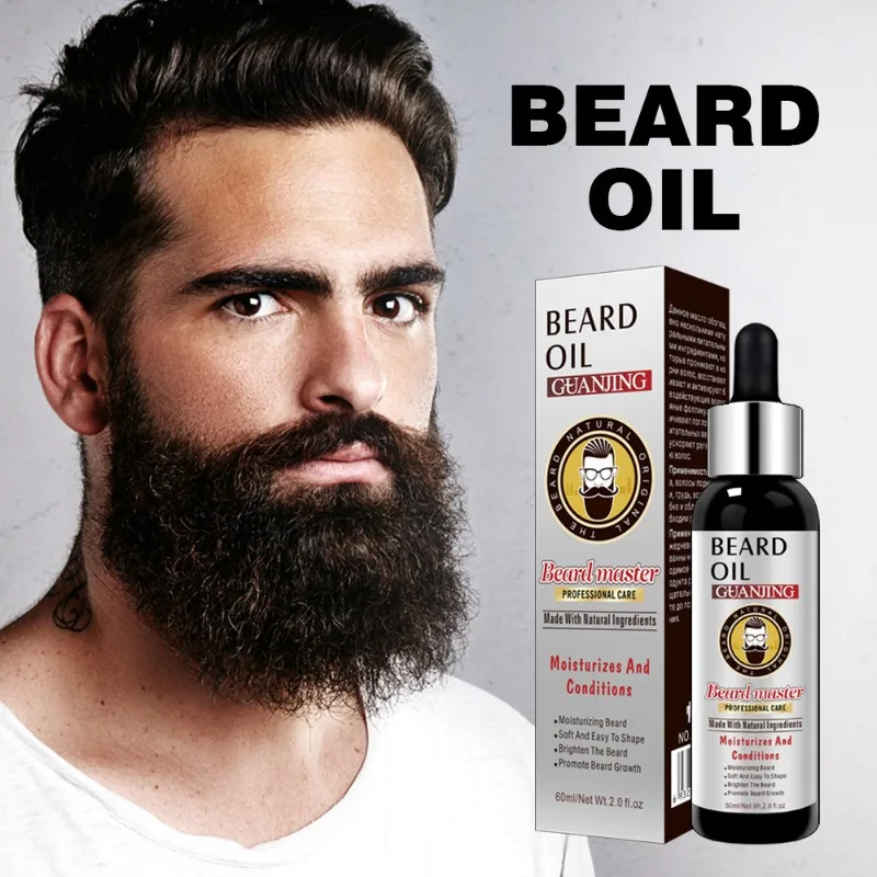 Óleo essencial de crescimento natural da barba, 60ml, para homens, produtos de aliciamento de barba, cuidados com a pele, engrossar, macio, suave, nutrir a barba