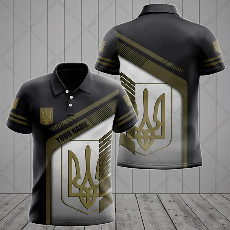 

Custom Name Ukraine Camouflage Polo Shirt Summer Unisex Casual Streetwear Men's Fashion Loose Jersey Oversize Cool Sportswear