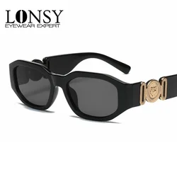 LONSY-gafas De Sol cuadradas con gradiente negro para mujer, lentes De Sol femeninos con montura grande, Retro, Vintage, UV400