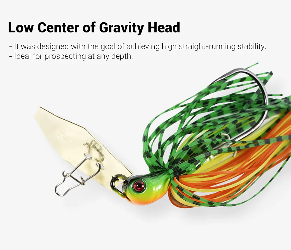 NOEBY Chatterbait Bladed Jig 10,5g-35g Stark Vibrierender Köder mit Stinger-Haken für Barsch- und Hechtangeln – Detail 5