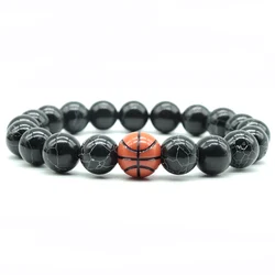 Minimalist Gym Bracelet Man Basketball Football Braclet Homme 10mm Natural Stone Braslet Beads Love Gift For Boyfriend Pulseras