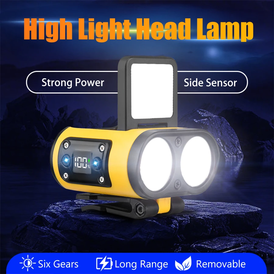 Rechargeable Led Headlamp With Sensor 6 Modes Bright Head CaP Clip Flashlight  Outdoor Waterproof Headlight for Fishing Camping