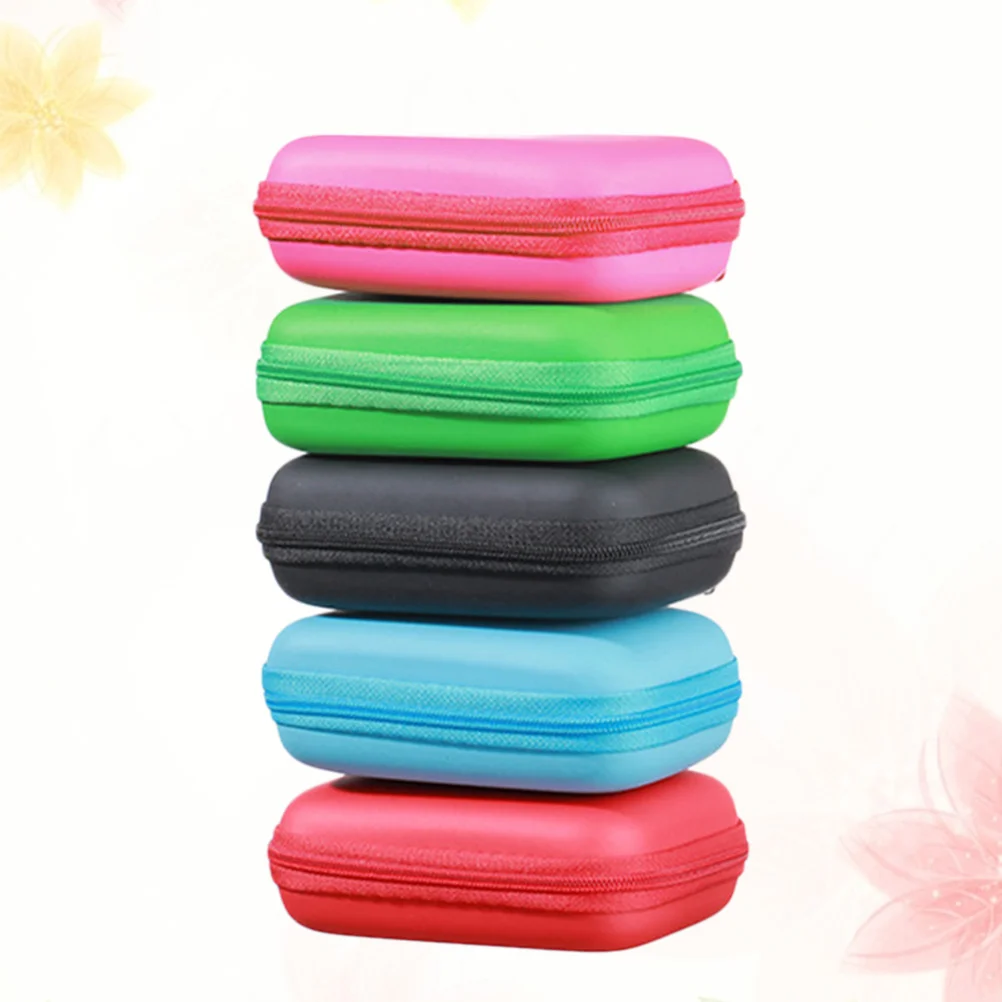 

2 Pcs Data Cable Storage Bag Headphone Case EVA Mini Camera Earphone Travel Zipper Hard Disk
