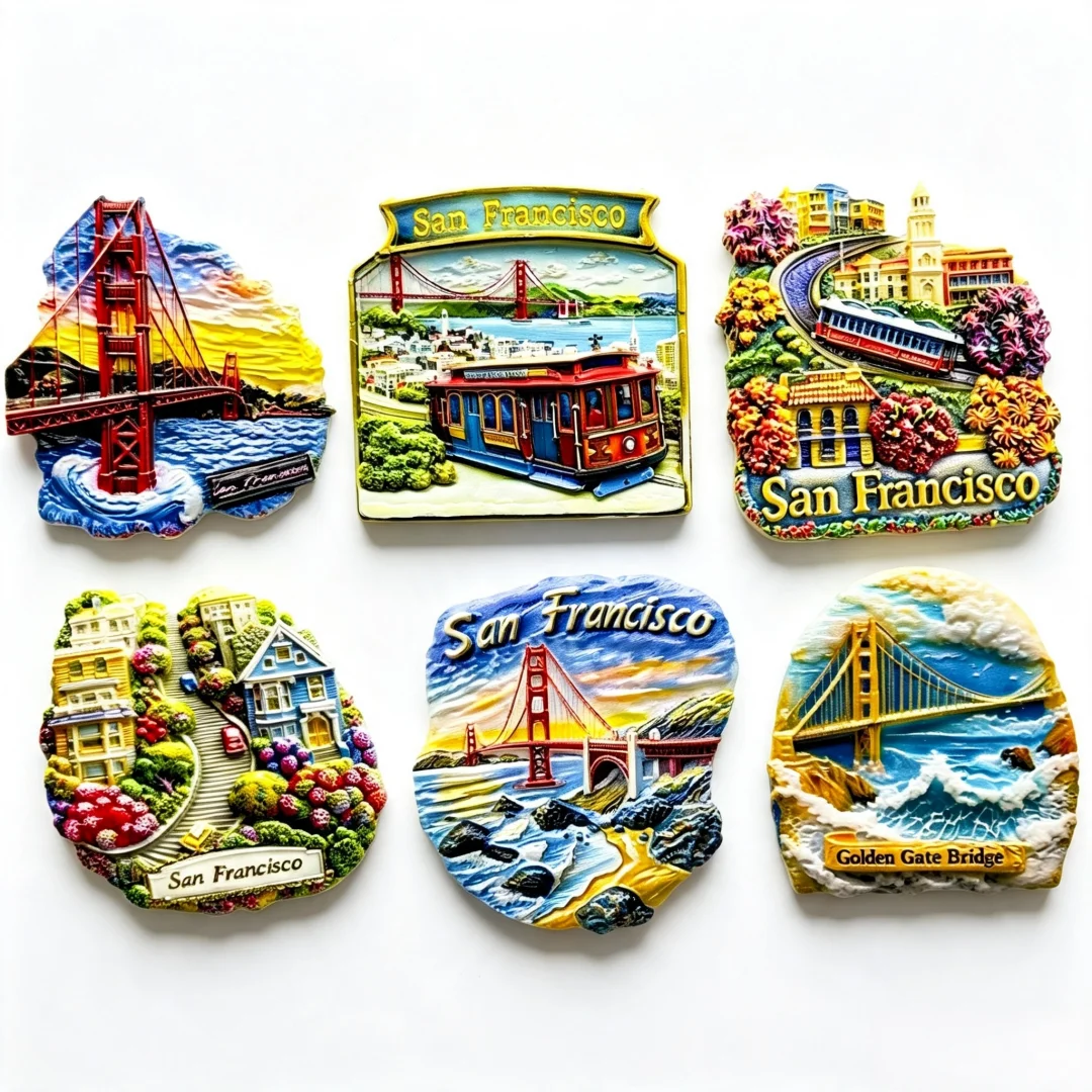 San Francisco Golden Gate Bridge 3D Resin Fridge Magnet USA Tourist Souvenir Refrigerator Magnetic Sticker Home Decoration