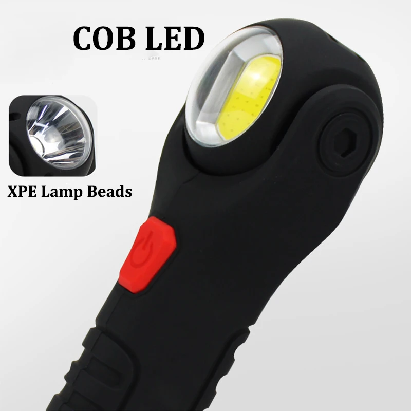 Multi-functional XPE+COB Work Light USB Rechargeable 7 Modes Tail Strong Magnetic Flashlight 360 degree rotating Outdoor Hiking