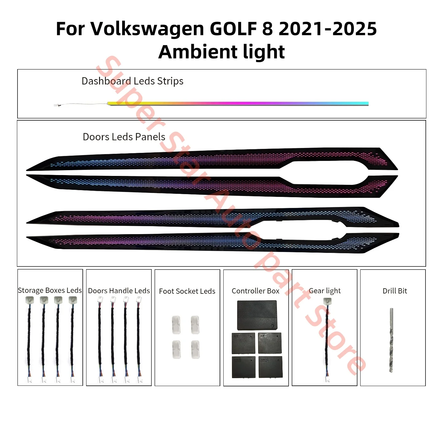 

Atmosphere Lamp For Volkswagen VW Golf 8 Car Interior Lighting Upgrade Car accessories 1:1 trim panels Screen &APP control new