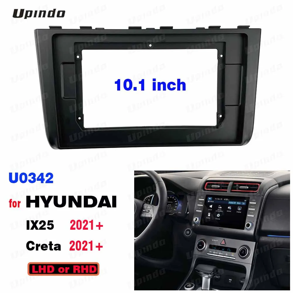 

For Hyundai IX25 Creta 2021+ 2 Din 10.1 Inch Android Car Stereo Fascia Panel Frame Dash Installation Kit ABS+PC Plastic