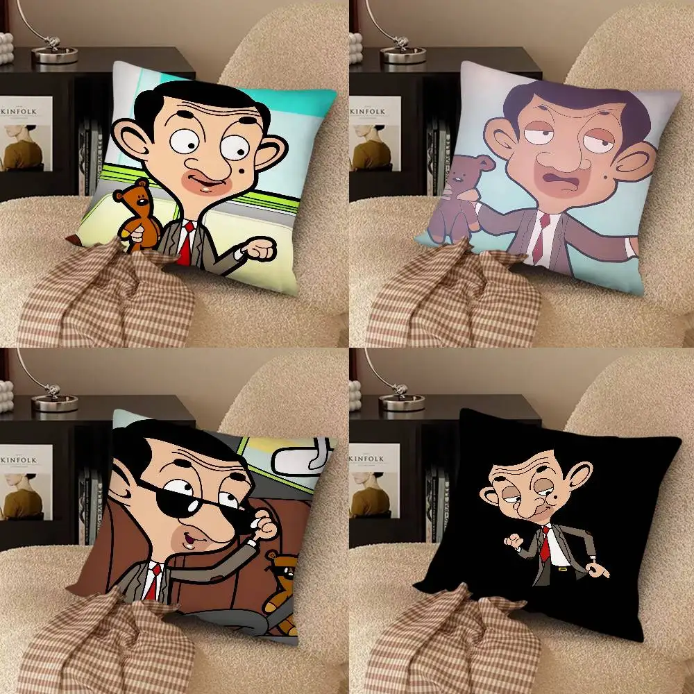 Mr. Bean Cartoon Pillow Case Fashion Square Pillowcase Bedroom Sofa Room Ins Decoration Leisure