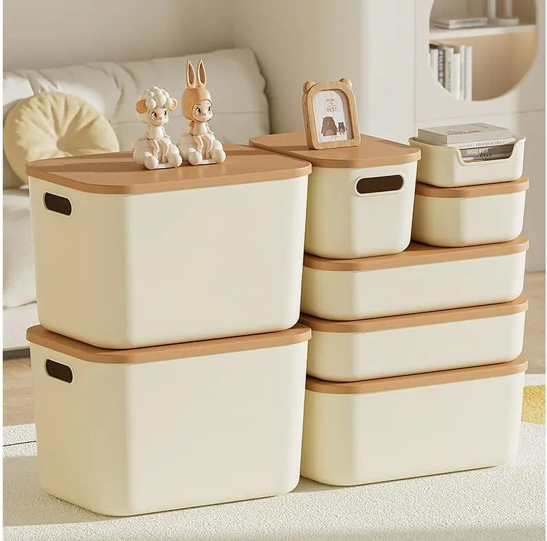 Desktop Storage Box with Lid Ideal for Storing Household Items Clothes and Toys Plastic Snack Storage Box with Lid