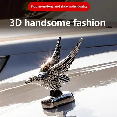 Car Hood Ornament 3D Flying Eagle Emblem Auto Moto Body 3D Sticker Car Decoration Modification Accessories Exterior Decoration