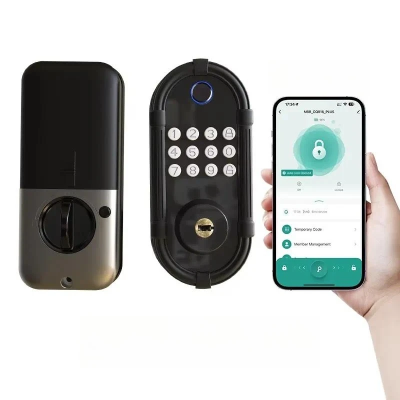 Aluminum Alloy Smart Door Lock with Fingerprint Password Card and APP Remote Unlocking for Home Security Direct from